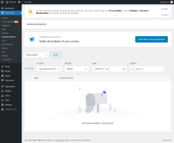 Page screenshot: Tutor LMS &rarr; Announcements