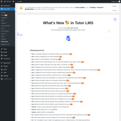 Page screenshot: Tutor LMS &rarr; What&rsquo;s New