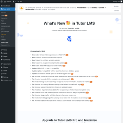 Page screenshot: Tutor LMS &rarr; What&rsquo;s New