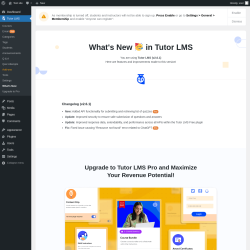 Page screenshot: Tutor LMS &rarr; What&rsquo;s New