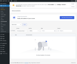 Page screenshot: Tutor LMS → Announcements