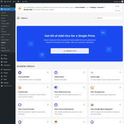 Page screenshot: Tutor LMS → Addons