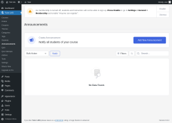 Page screenshot: Tutor LMS → Announcements