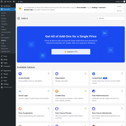 Page screenshot: Tutor LMS → Addons