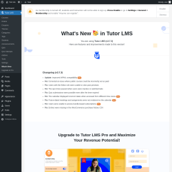 Page screenshot: Tutor LMS → What’s New