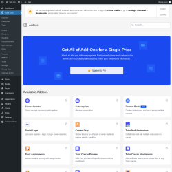 Page screenshot: Tutor LMS → Addons