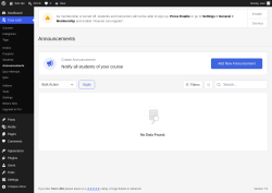 Page screenshot: Tutor LMS &rarr; Announcements