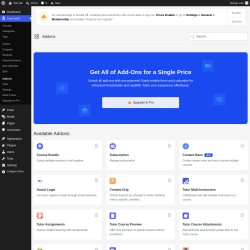Page screenshot: Tutor LMS &rarr; Addons