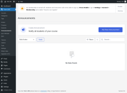 Page screenshot: Tutor LMS &rarr; Announcements