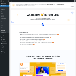 Page screenshot: Tutor LMS &rarr; What&rsquo;s New