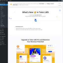 Page screenshot: Tutor LMS &rarr; What&rsquo;s New