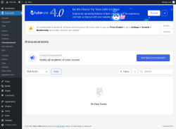 Page screenshot: Tutor LMS &rarr; Announcements