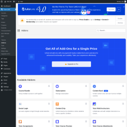 Page screenshot: Tutor LMS &rarr; Addons