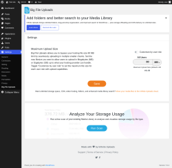 Page screenshot: Settings &rarr; Big File Uploads