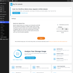 Page screenshot: Settings &rarr; Big File Uploads