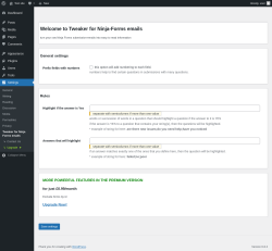 Page screenshot: Settings → Tweaker for Ninja Forms emails