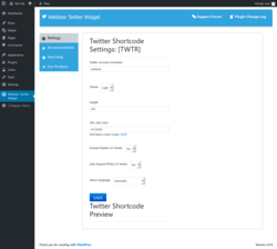 Page screenshot: Weblizar Twitter Widget