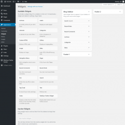 Page screenshot: Widgets &lsaquo; Test site &mdash; WordPress