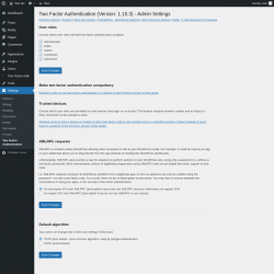 Page screenshot: Settings → Two Factor Authentication