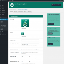 Page screenshot: uCare Support &rarr; Settings