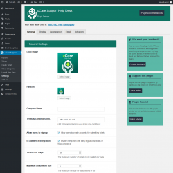 Page screenshot: uCare Support &rarr; Settings