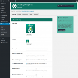Page screenshot: uCare Support &rarr; Settings