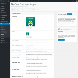 Page screenshot: uCare Support &rarr; Settings