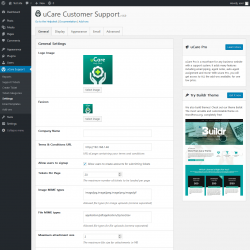 Page screenshot: uCare Support &rarr; Settings