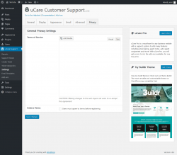 Page screenshot: uCare Support &rarr; Settings &rarr; Privacy