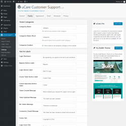 Page screenshot: uCare Support &rarr; Settings &rarr; Display