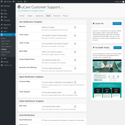 Page screenshot: uCare Support &rarr; Settings &rarr; Email