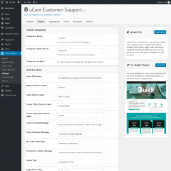 Page screenshot: uCare Support &rarr; Settings &rarr; Display