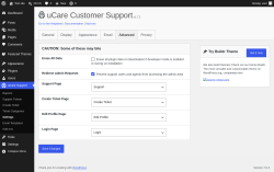 Page screenshot: uCare Support &rarr; Settings &rarr; Advanced