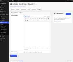 Page screenshot: uCare Support &rarr; Settings &rarr; Privacy