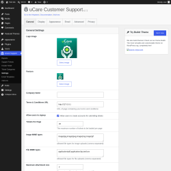 Page screenshot: uCare Support &rarr; Settings