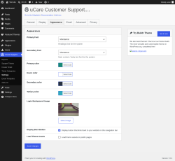 Page screenshot: uCare Support &rarr; Settings &rarr; Appearance