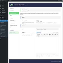 Page screenshot: Ultimate Client → Welcome Message