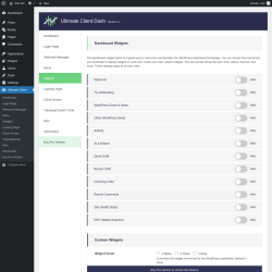 Page screenshot: Ultimate Client → Widgets