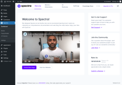 Page screenshot: Spectra &lsaquo; Test site &mdash; WordPress