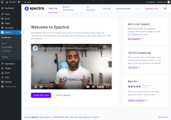 Page screenshot: Spectra &lsaquo; Test site &mdash; WordPress