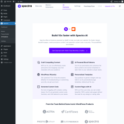 Page screenshot: Spectra &rarr; AI Features