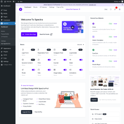 Page screenshot: Spectra ‹ Test site — WordPress