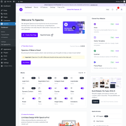 Page screenshot: Spectra &lsaquo; Test site &mdash; WordPress