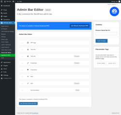 Page screenshot: Ultimate Dash&hellip; &rarr; Admin Bar Editor