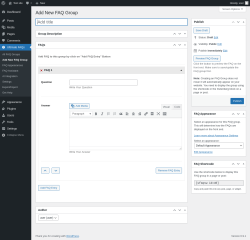 Page screenshot: Ultimate FAQs &rarr; Add New FAQ Group