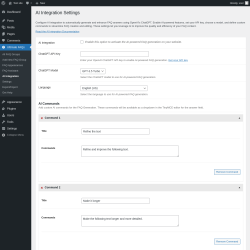 Page screenshot: Ultimate FAQs &rarr; AI Integration