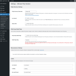 Page screenshot: Ultimate FAQs &rarr; Settings