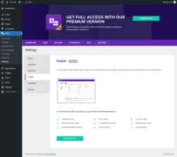 Page screenshot: FAQs → Settings → Fields