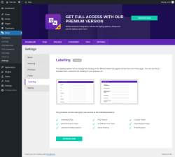 Page screenshot: FAQs → Settings → Labelling