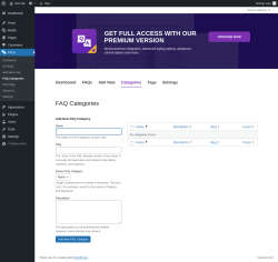 Page screenshot: FAQs → FAQ Categories